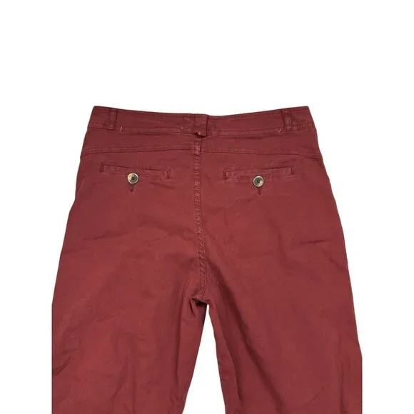 Anthropologie Pants Women Size 6 Maroon Red Ankle Side Striped - Picture 11 of 15